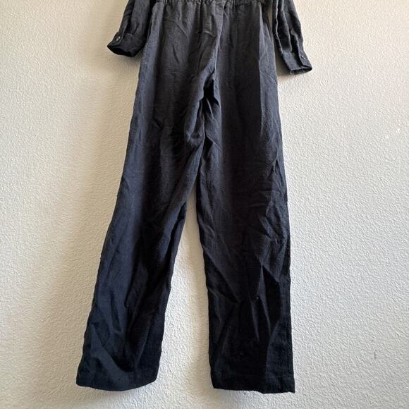 DÔEN Serre Zip Front Utility Silk Jumpsuit Black size XS - Picture 10 of 14